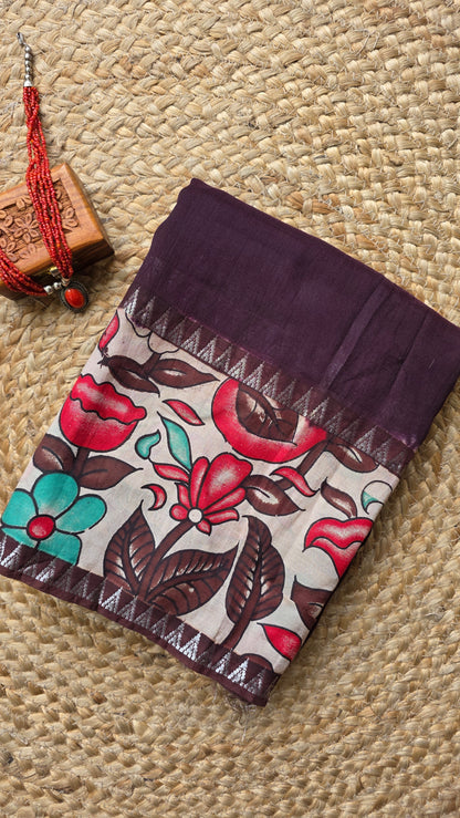 Katha| Brown kalamkari Silk Saree