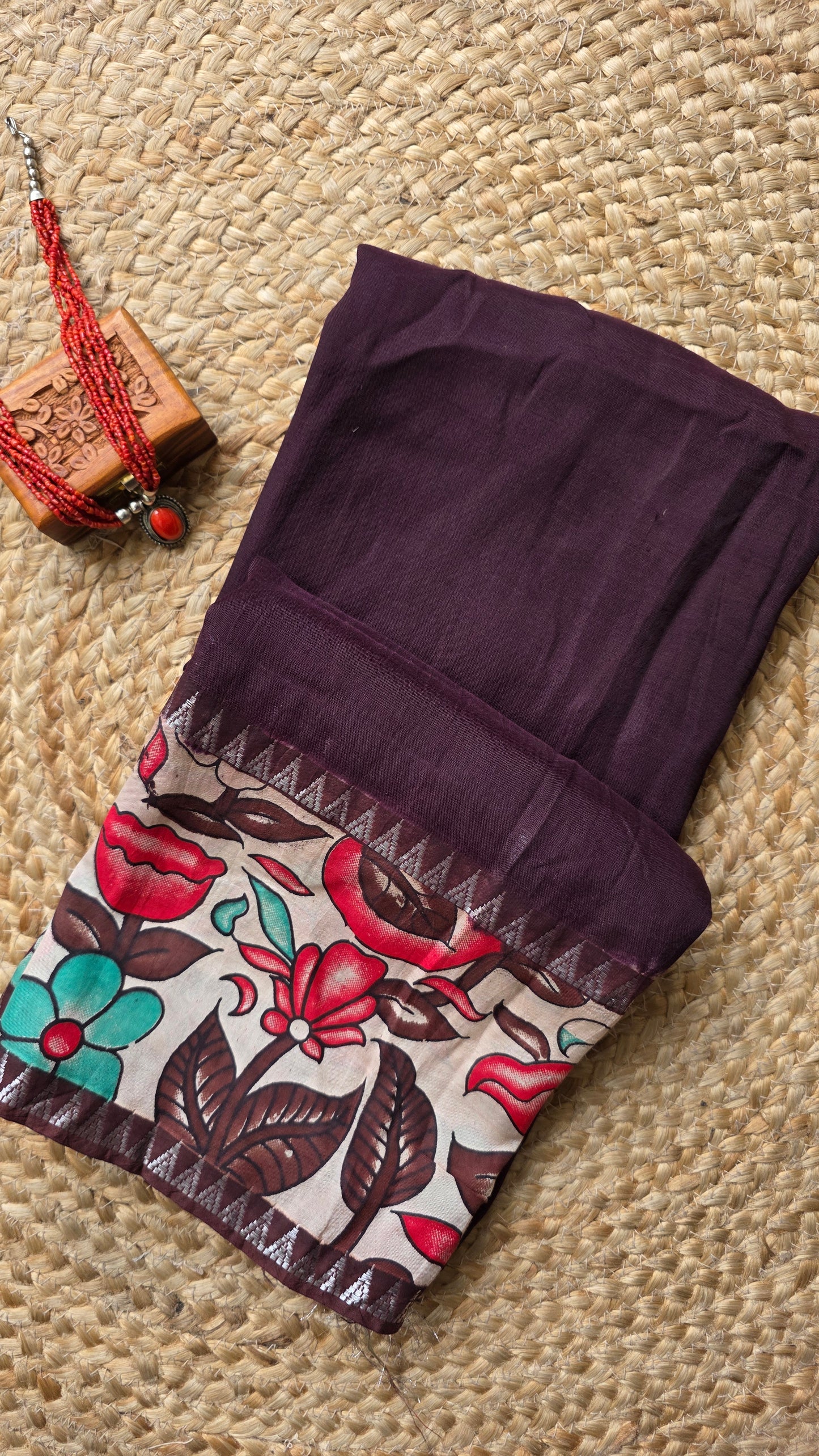 Katha| Brown kalamkari Silk Saree
