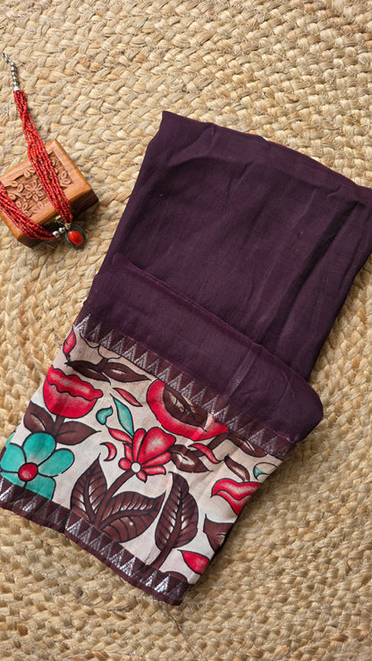 Katha| Brown kalamkari Silk Saree