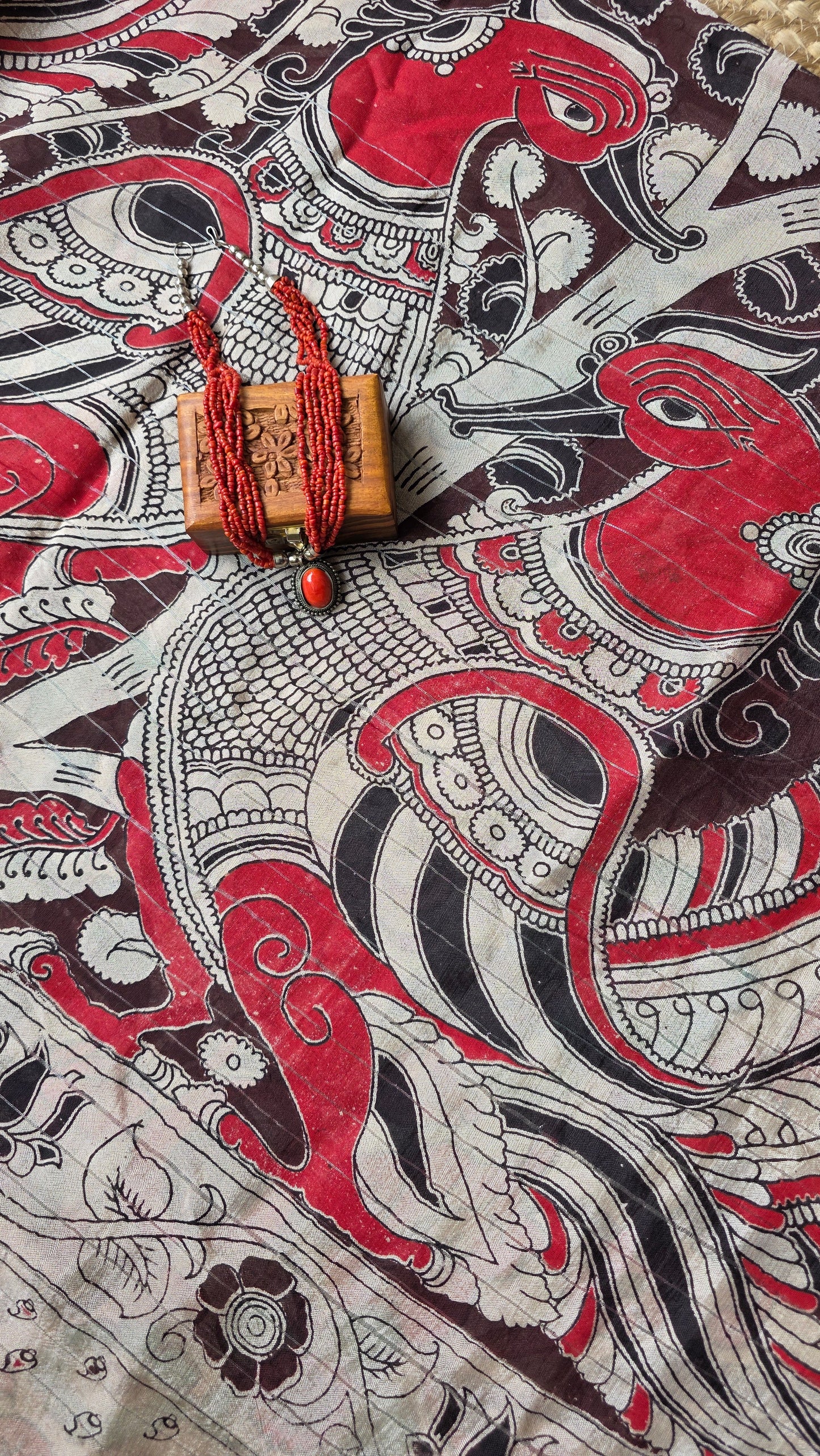 Katha| Brown kalamkari Silk Saree