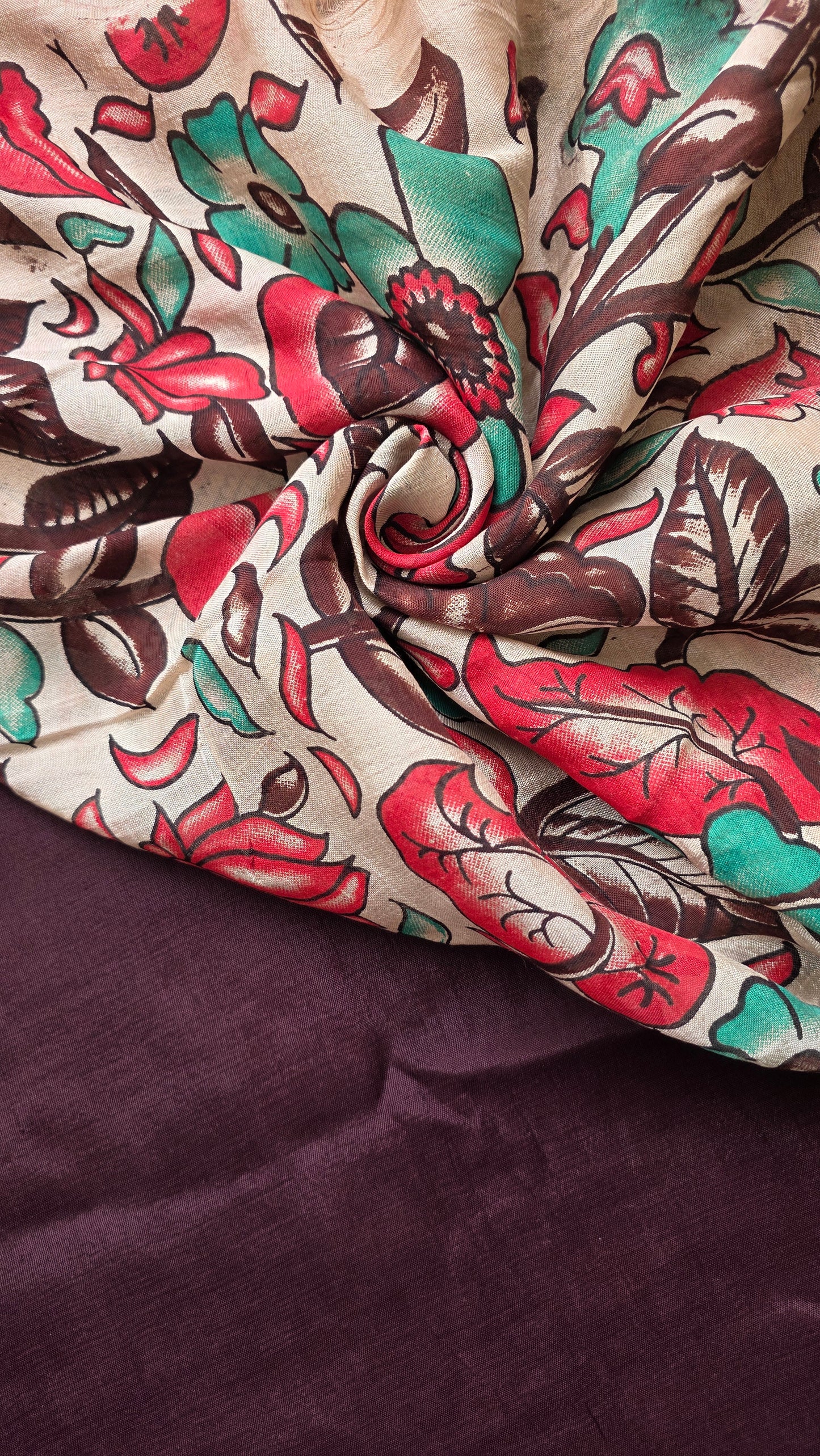 Katha| Brown kalamkari Silk Saree