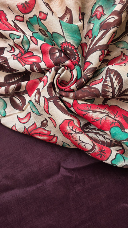 Katha| Brown kalamkari Silk Saree