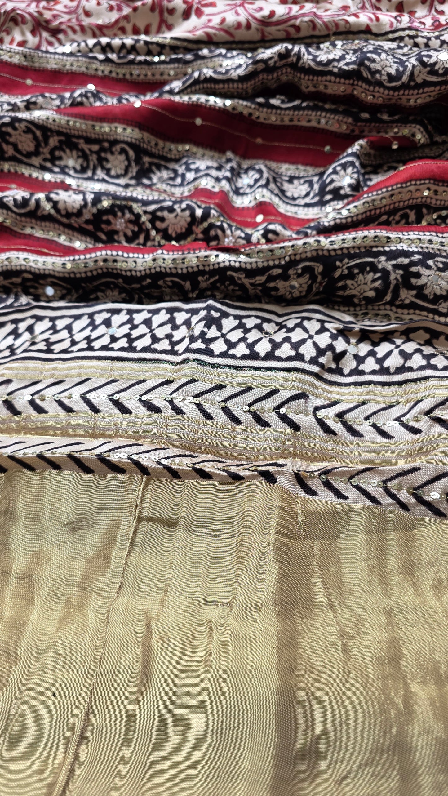 Bijli |Modal ajrakh Saree tissue pallu with hand embroidery
