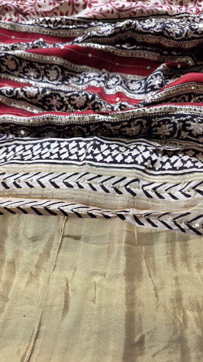 Bijli |Modal ajrakh Saree tissue pallu with hand embroidery
