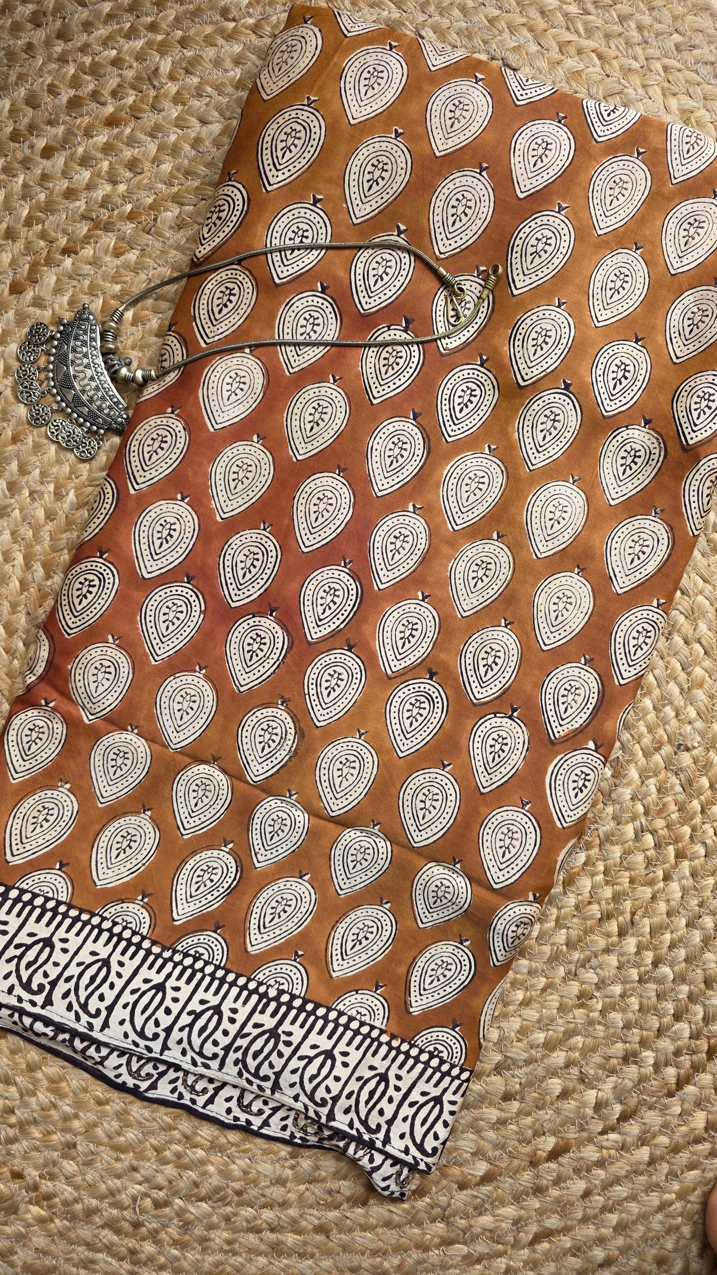 Bijli |Modal ajrakh Saree tissue pallu with hand embroidery