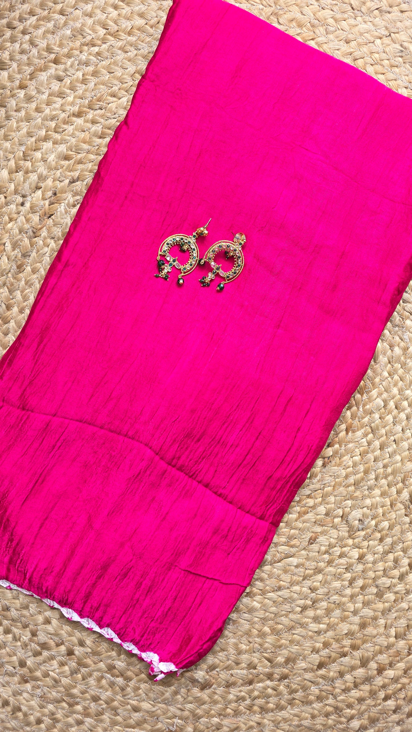 Boond|Pink plain Bandhej with Rasmandal Pallu