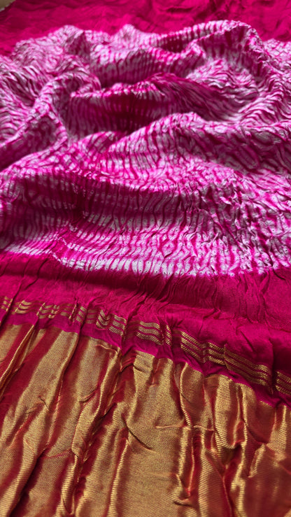 Boond|Pink plain Bandhej with Rasmandal Pallu