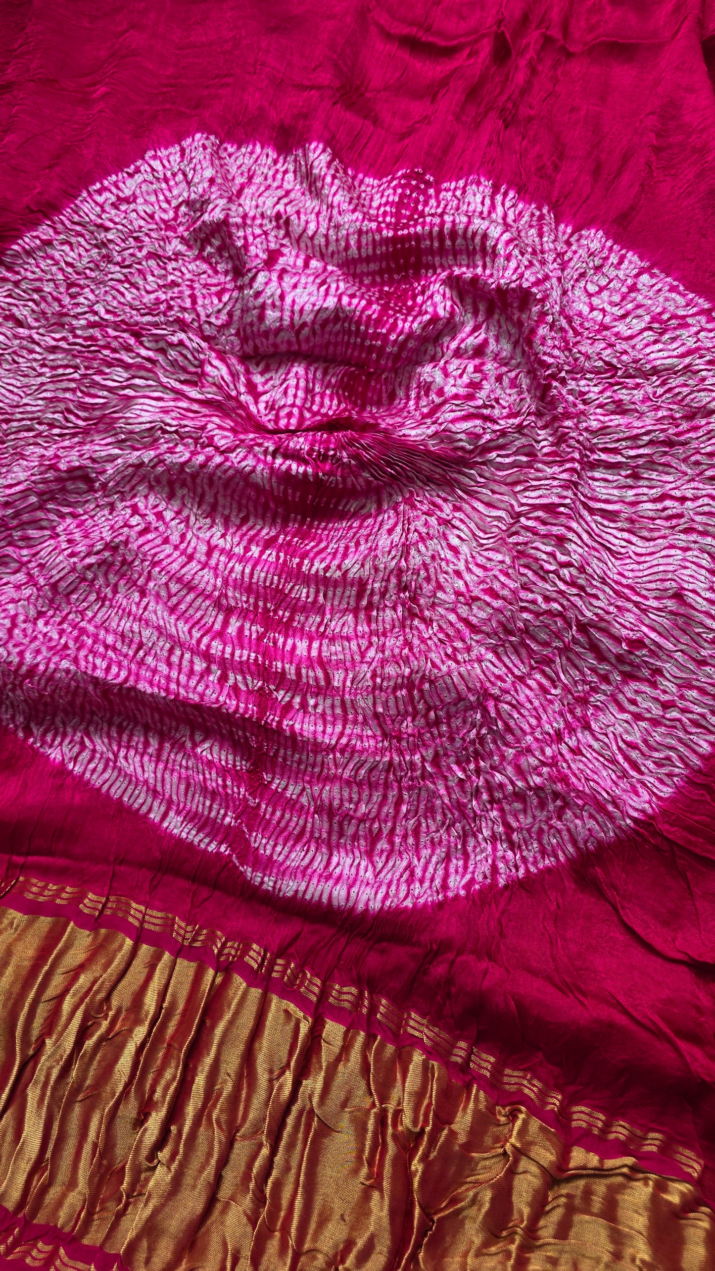Boond|Pink plain Bandhej with Rasmandal Pallu