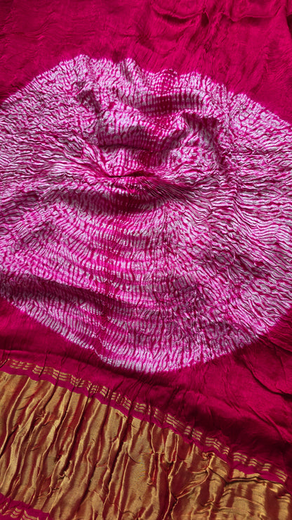 Boond|Pink plain Bandhej with Rasmandal Pallu