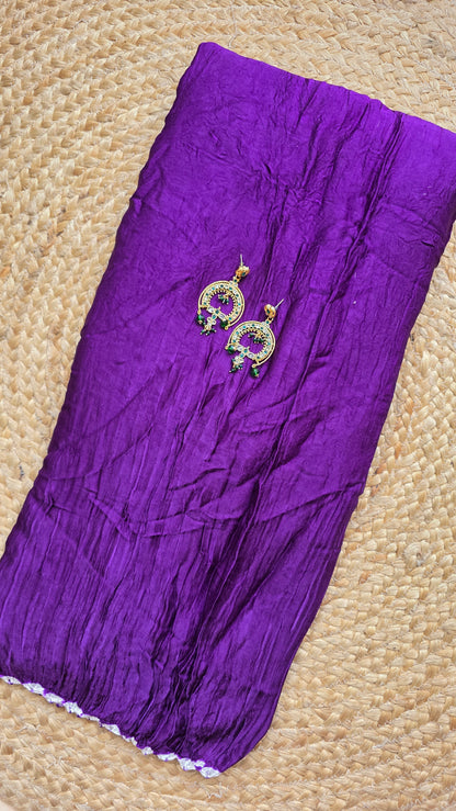 Boond| Purple plain Bandhej with Rasmandal Pallu