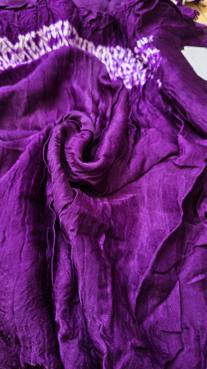 Boond| Purple plain Bandhej with Rasmandal Pallu