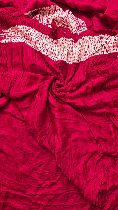 Boond| Maroon plain Bandhej Saree with Rasmandal Pallu