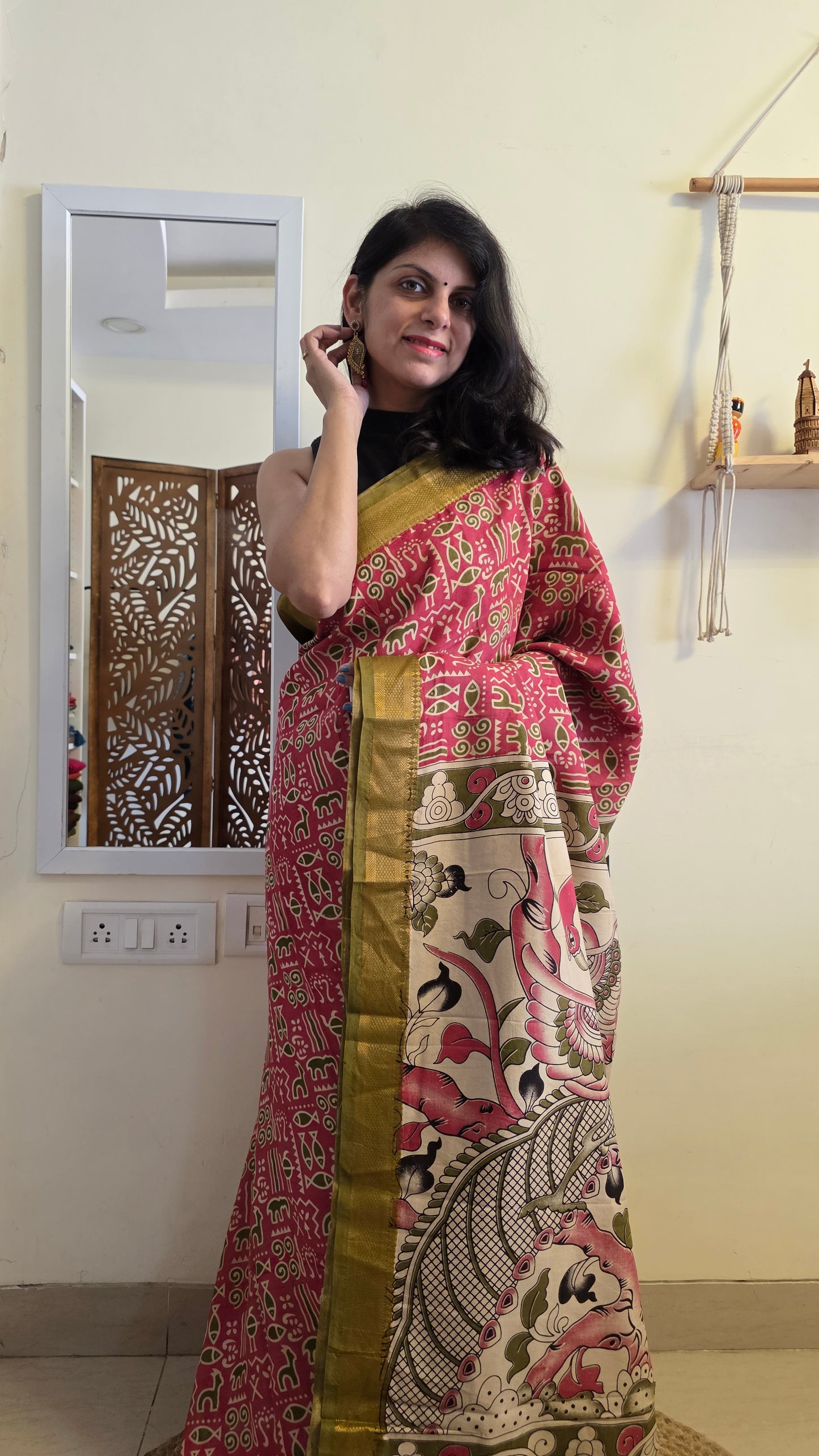 Katha Blue Chennuri Silk|kalamkari Saree