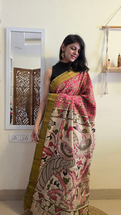 Katha Blue Chennuri Silk|kalamkari Saree