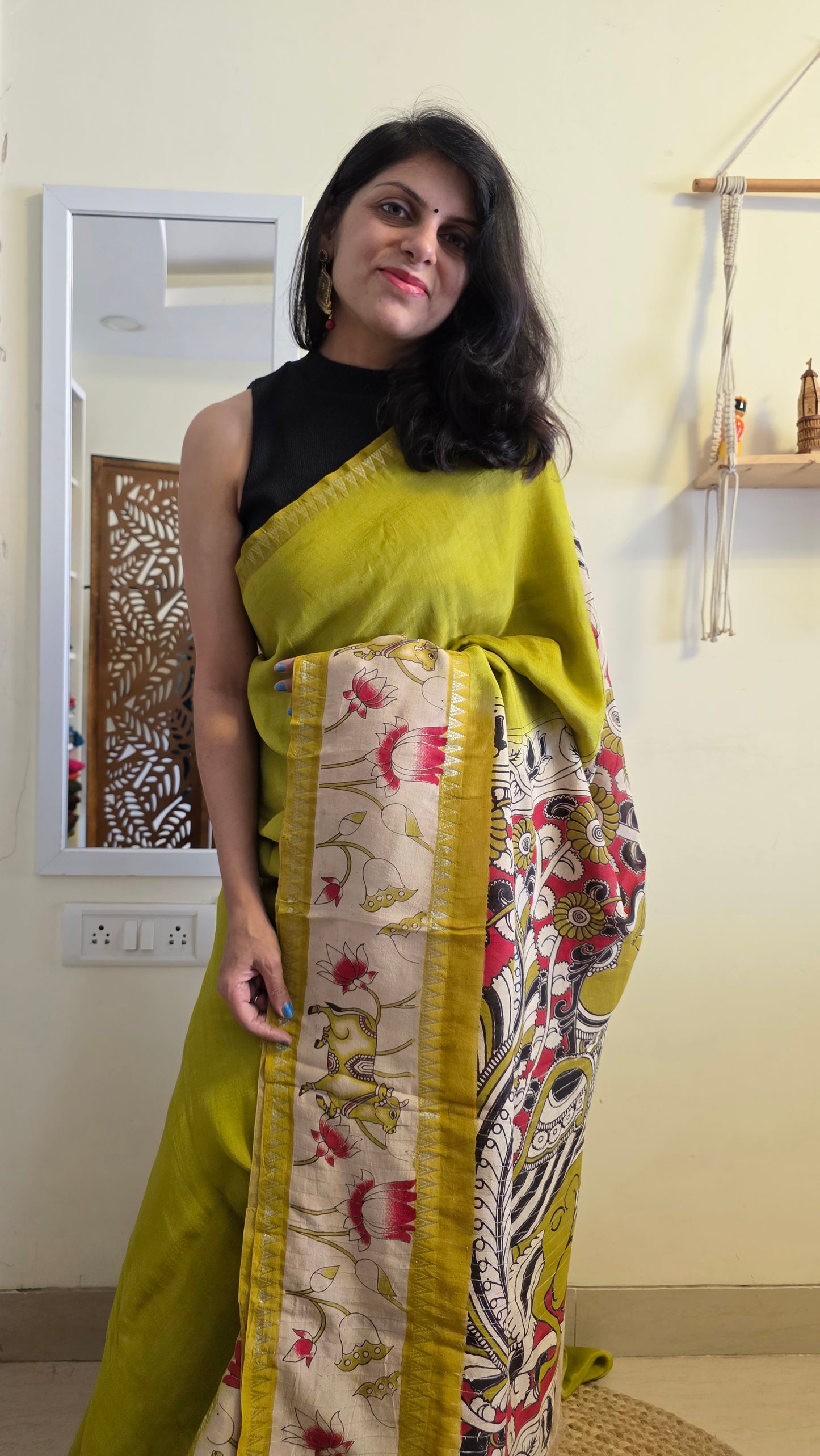 Katha| Green kalamkari Silk Saree