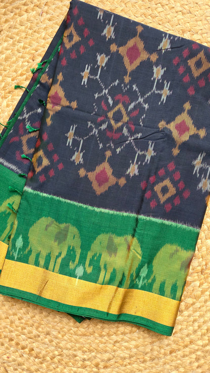 Rani | Black Pochampally Pure Silk cotton Saree