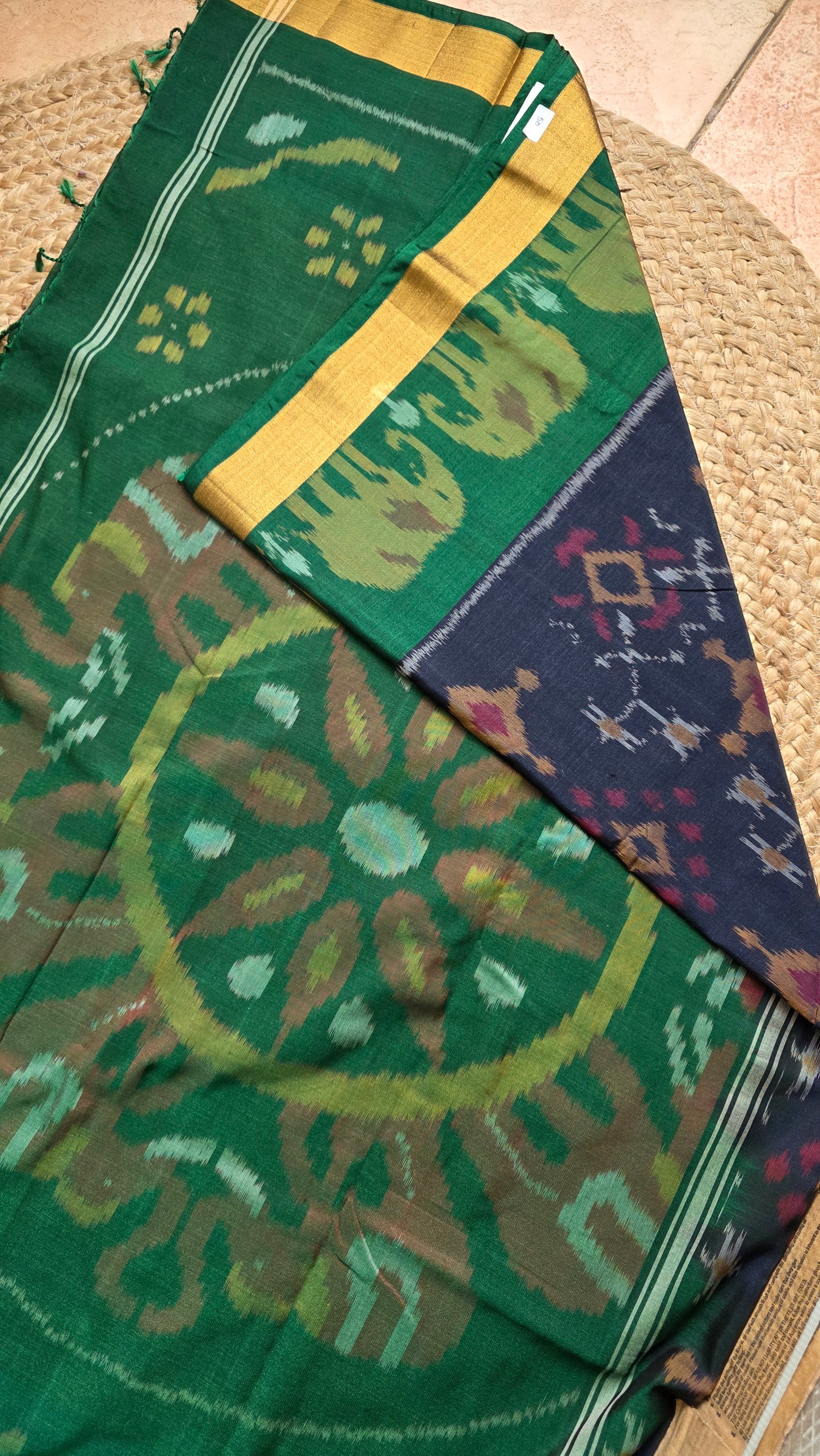 Rani | Black Pochampally Pure Silk cotton Saree