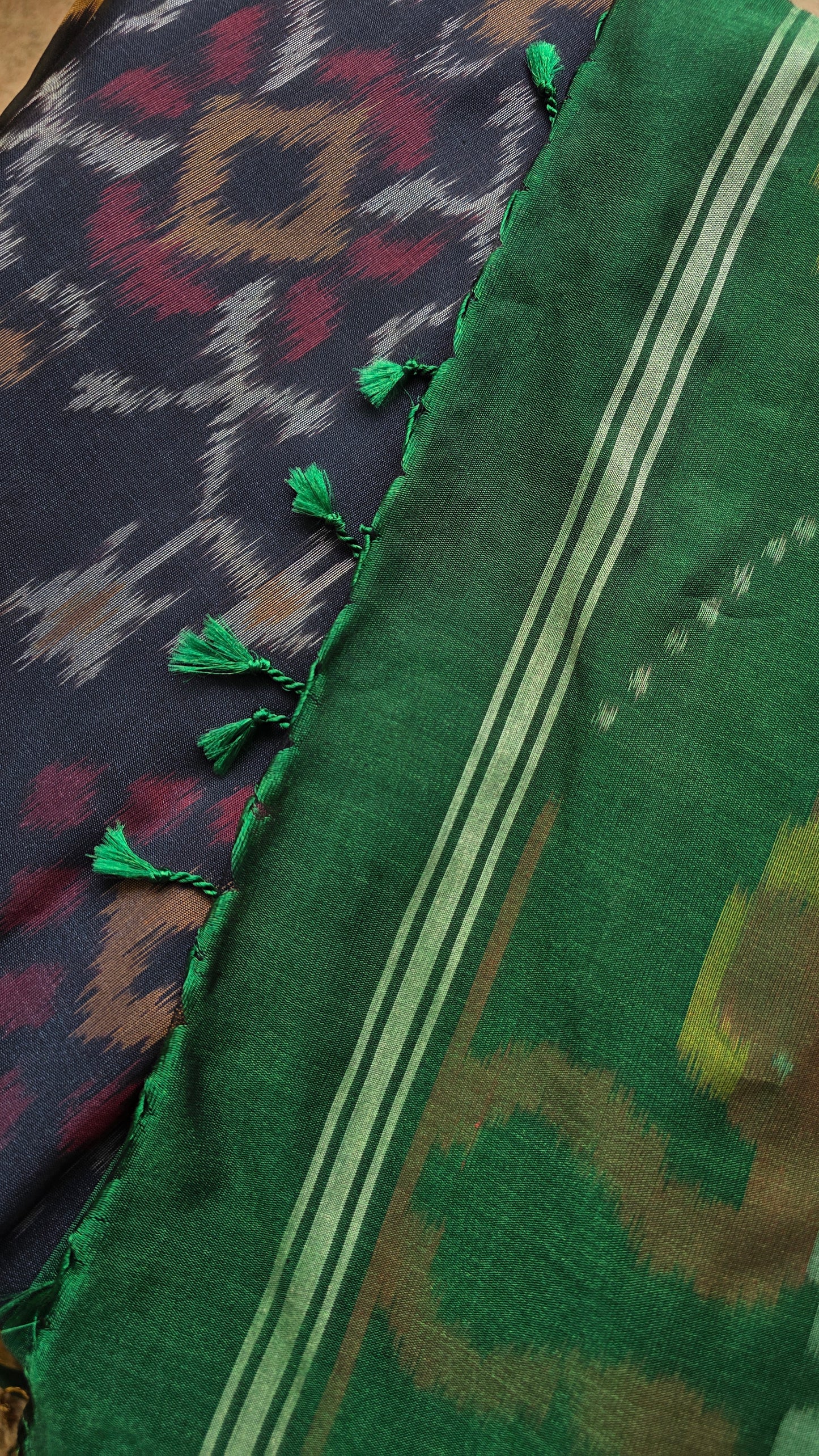 Rani | Black Pochampally Pure Silk cotton Saree
