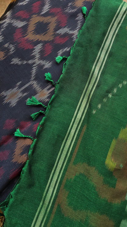 Rani | Black Pochampally Pure Silk cotton Saree