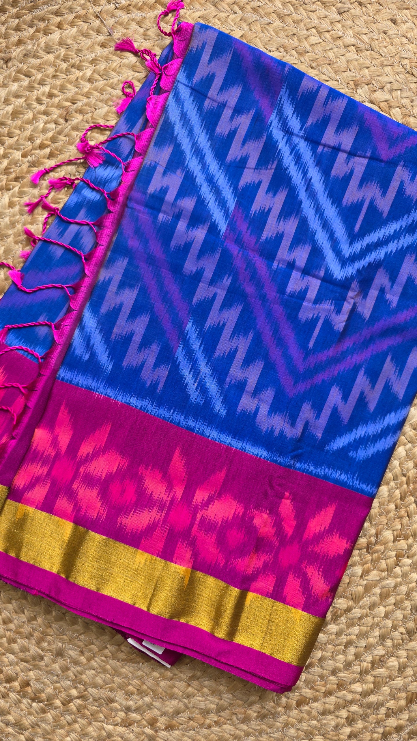 Rani | Blue Pochampally Pure Silk cotton Saree