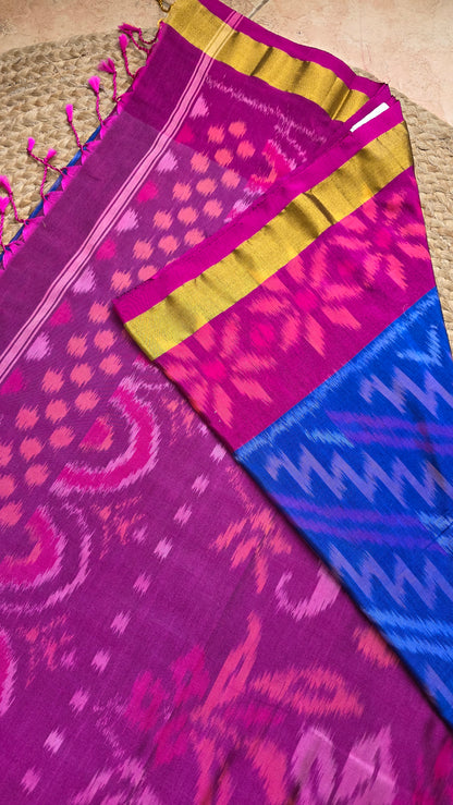 Rani | Blue Pochampally Pure Silk cotton Saree