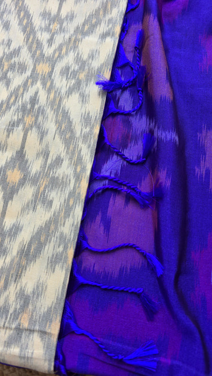 Rani | Off-white Pochampally Pure Silk cotton Saree