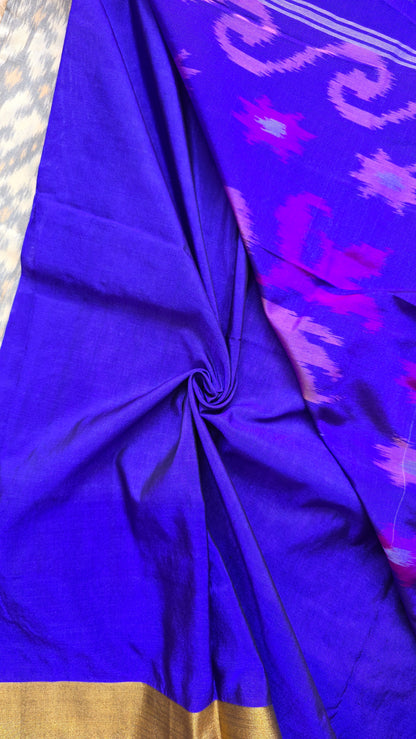 Rani | Off-white Pochampally Pure Silk cotton Saree