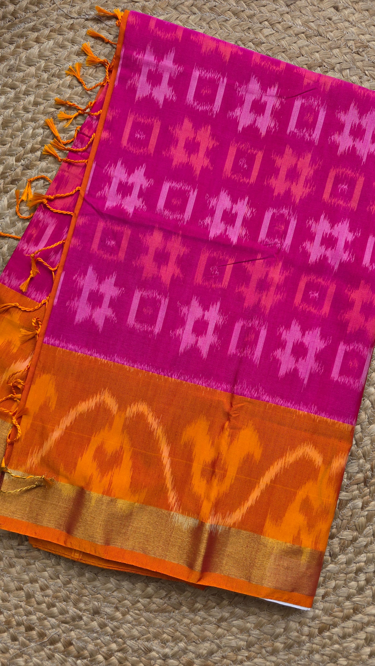 Rani | Pink Pochampally Pure Silk cotton Saree