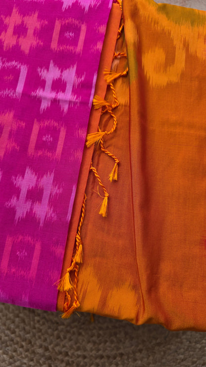Rani | Pink Pochampally Pure Silk cotton Saree