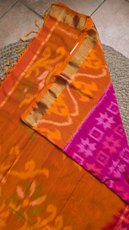 Rani | Pink Pochampally Pure Silk cotton Saree
