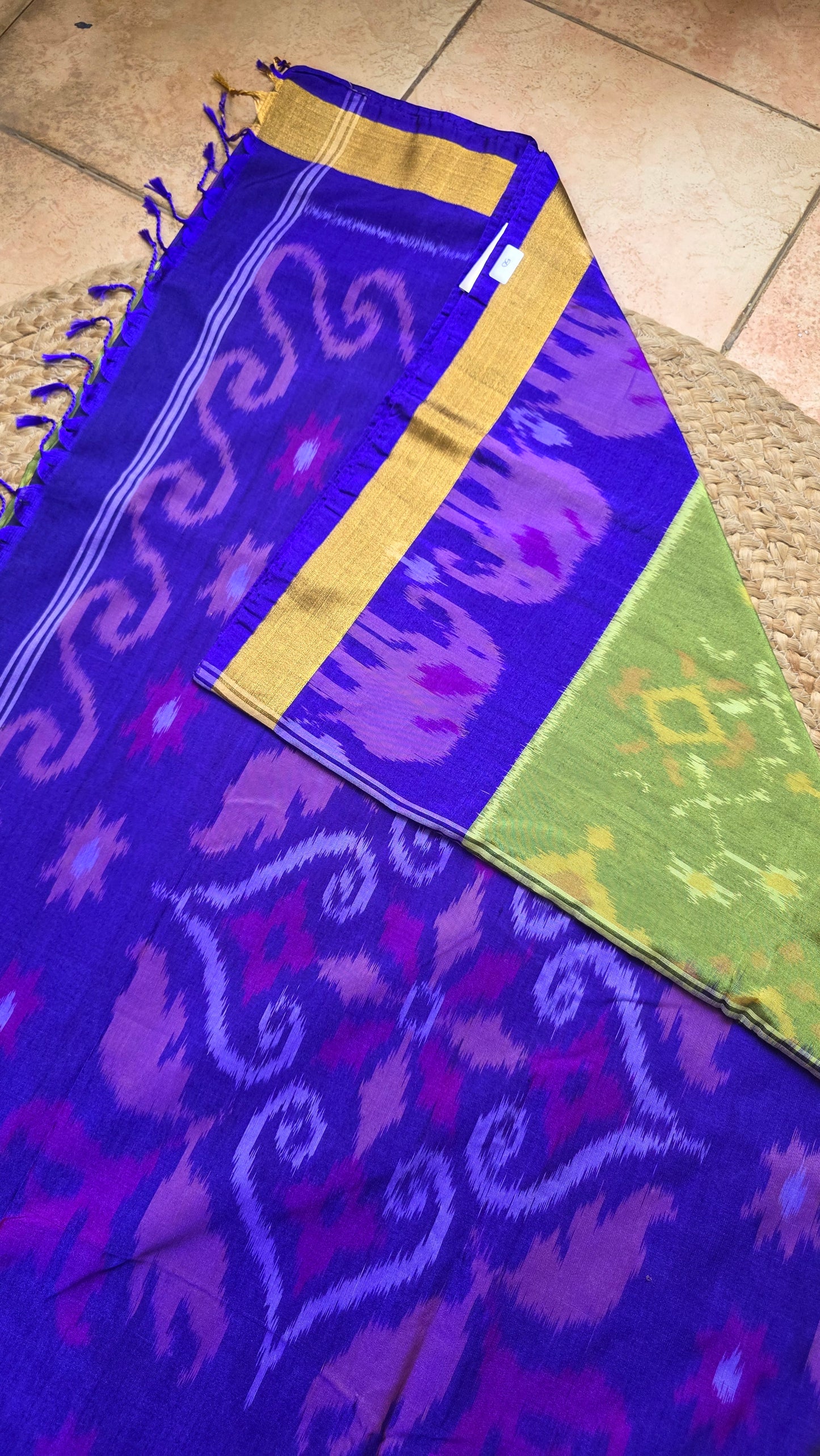 Rani |Green Pochampally Pure Silk cotton Saree
