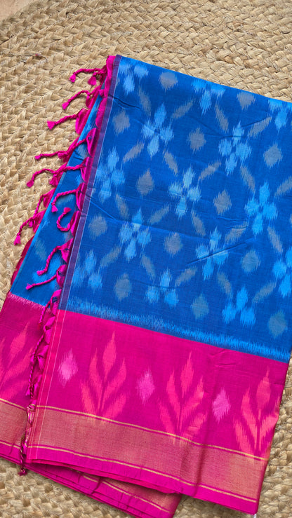 Rani | Blue Pochampally Pure Silk cotton Saree