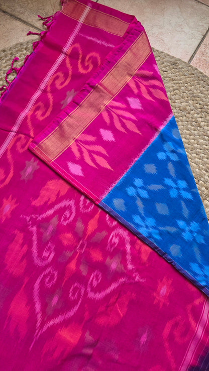 Rani | Blue Pochampally Pure Silk cotton Saree
