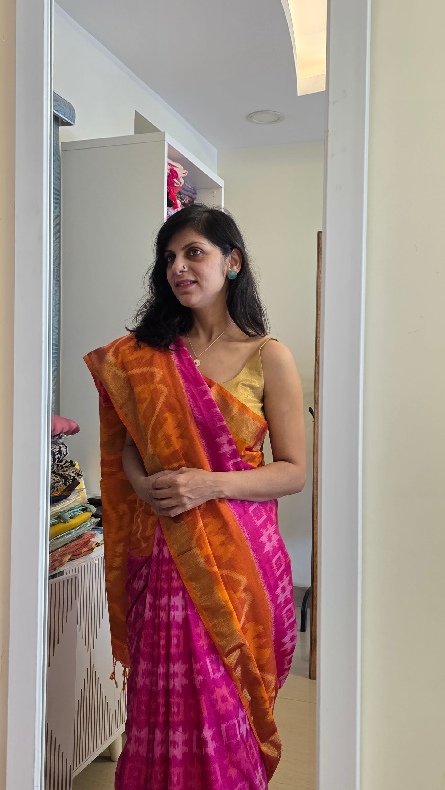 Rani | Pink Pochampally Pure Silk cotton Saree