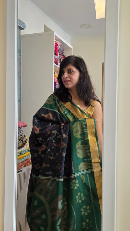 Rani | Black Pochampally Pure Silk cotton Saree