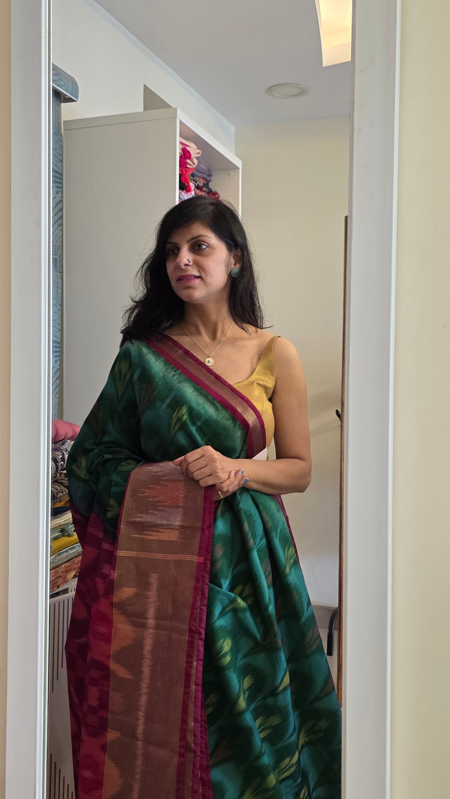 Rani | Green Pochampally Pure Silk cotton Saree