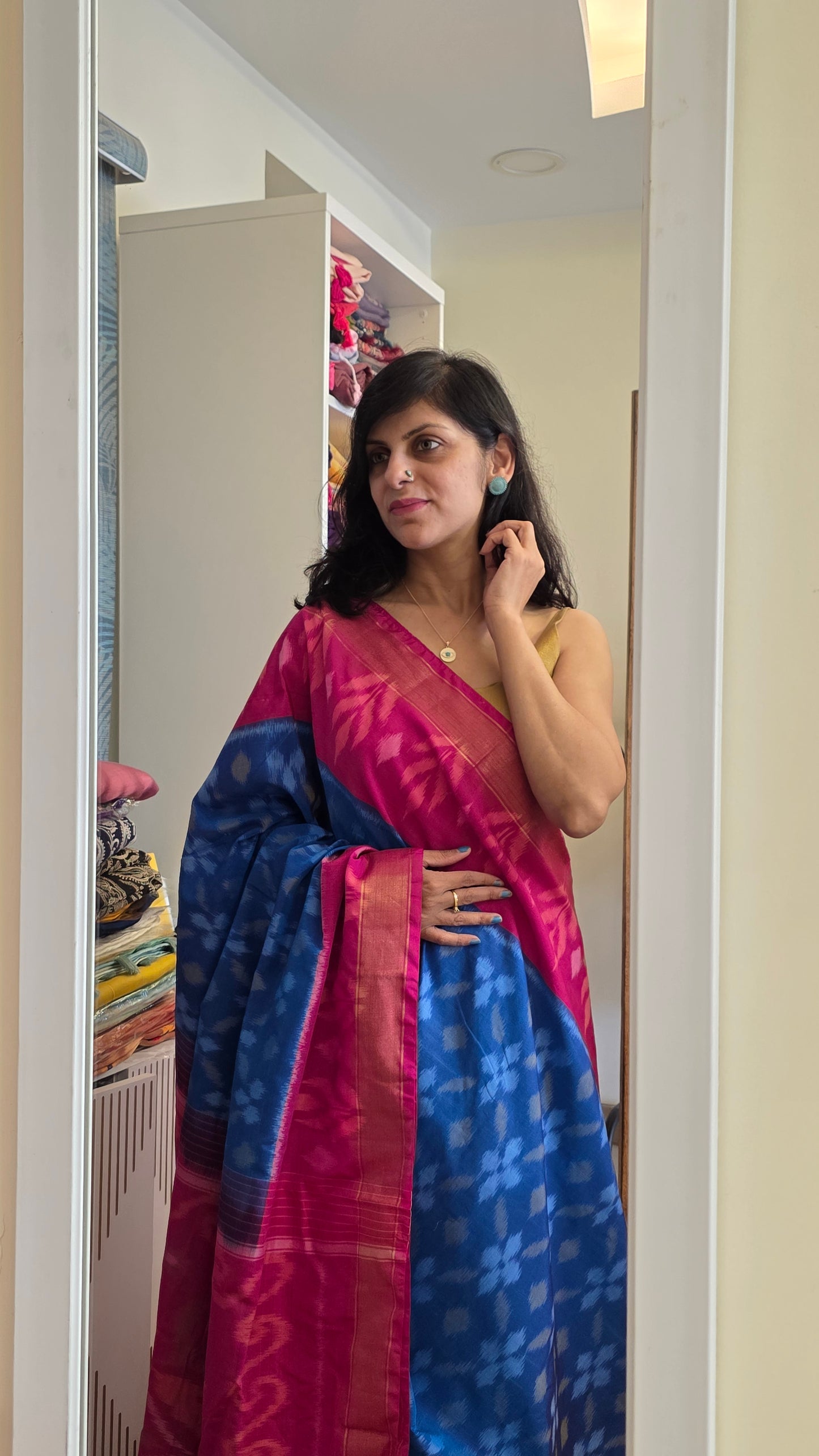 Rani | Blue Pochampally Pure Silk cotton Saree