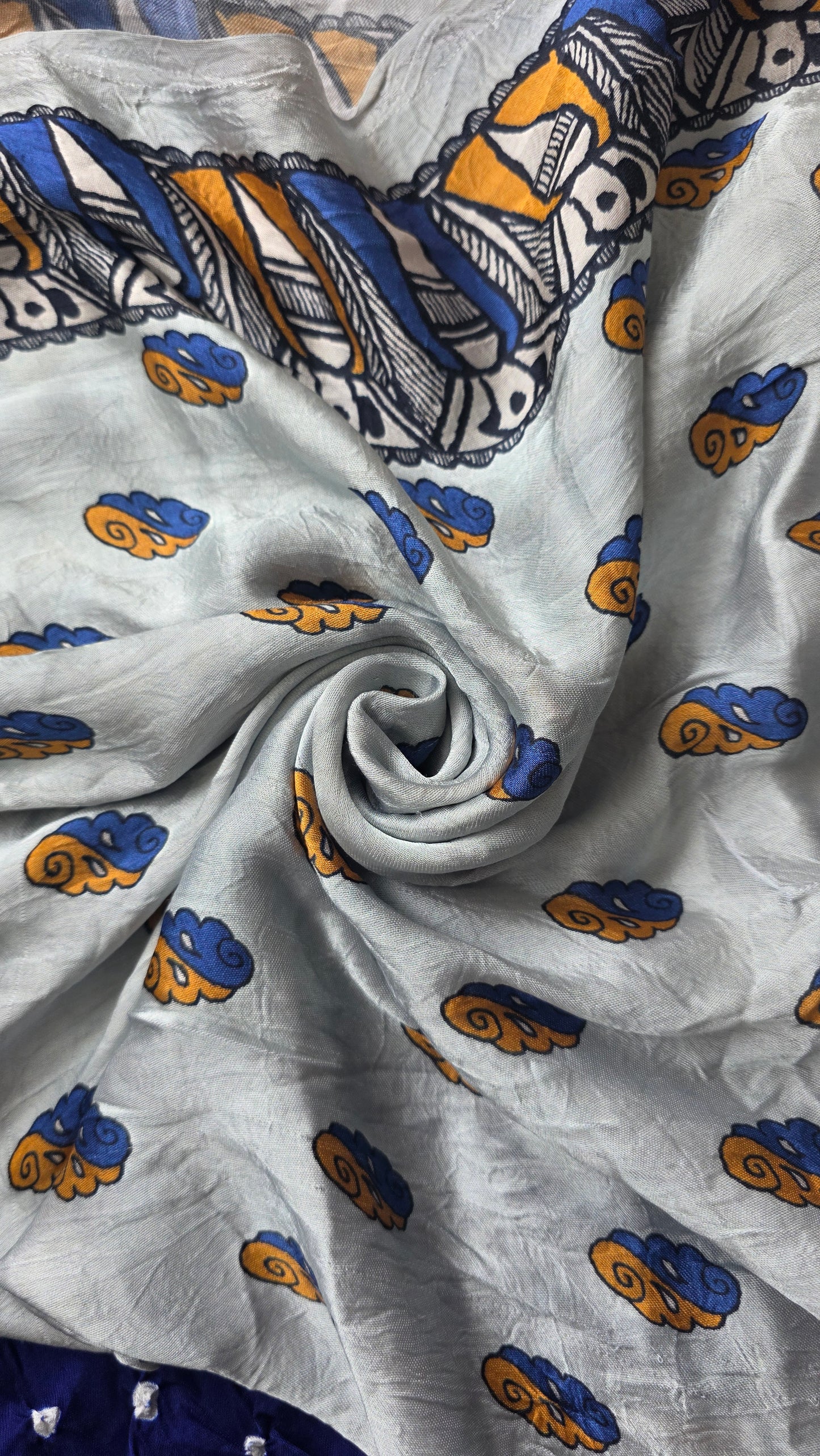 Boond |Royal BlueBandhej with pichwai Tissue pallu