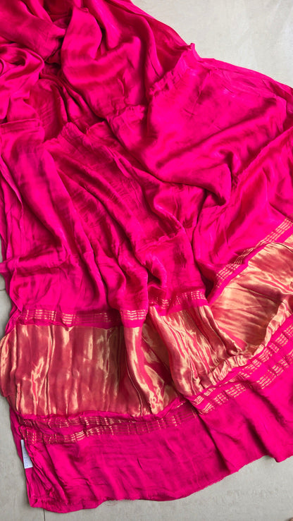 Aura Fuschia Pink soft plain modal | Tissue pallu