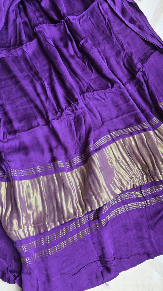 Aura  deep purple soft plain modal | Tissue pallu