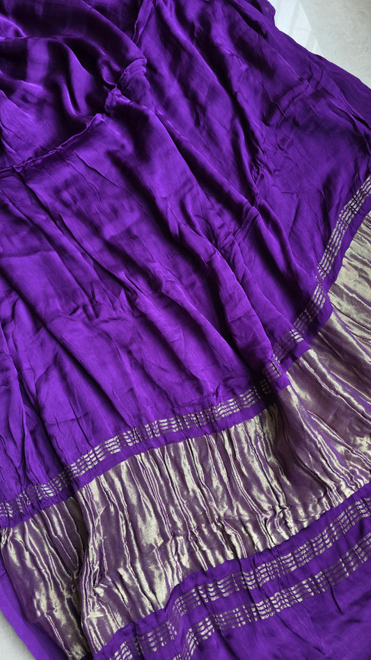 Aura Purple soft plain modal | Tissue pallu