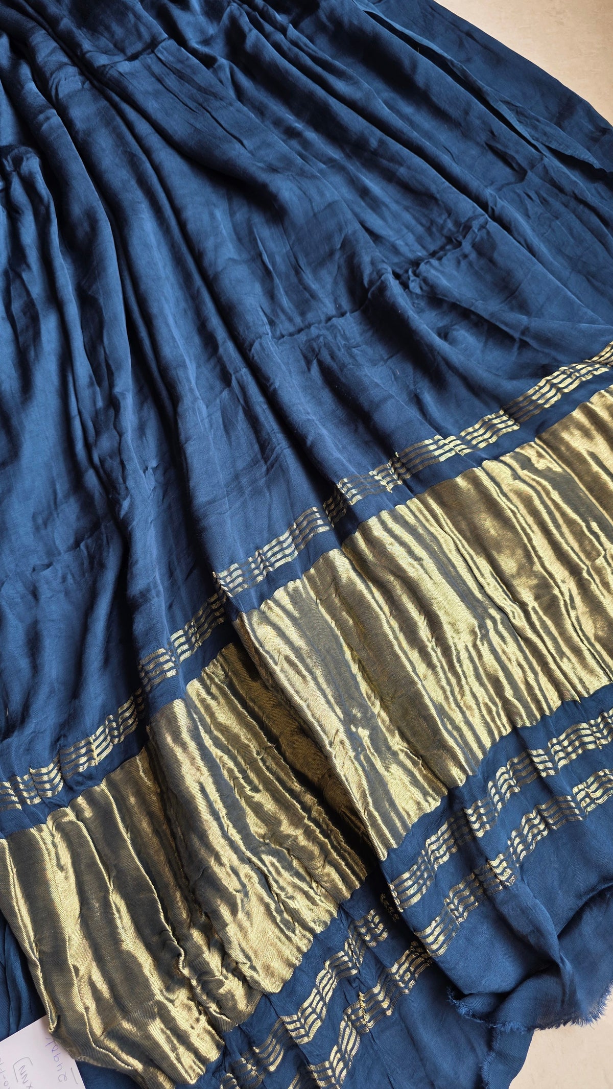 Aura Blue soft plain modal | Tissue pallu