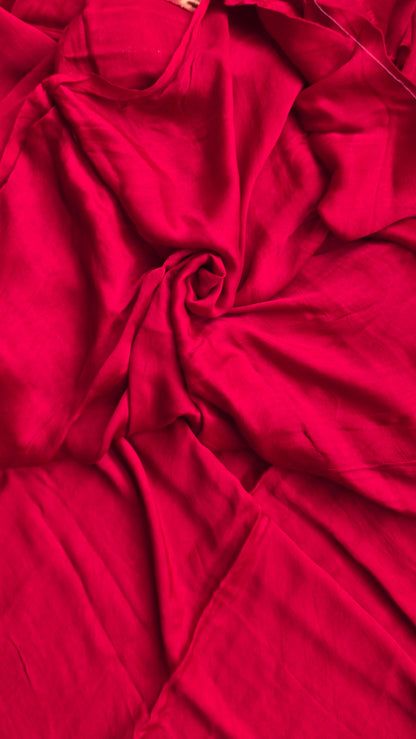 Aura  Red soft plain modal | Tissue pallu