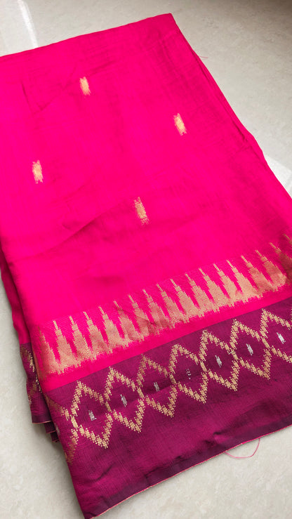 Pink Banarasi border|Silk Saree