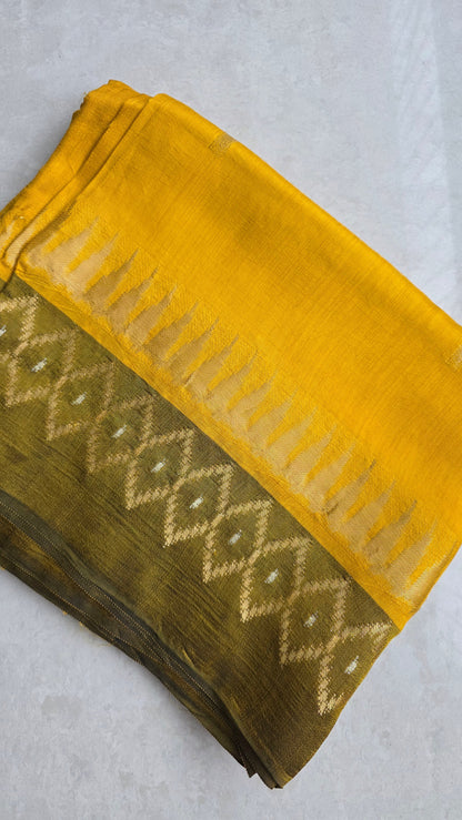 Haldi Yellow Banarasi border|Silk Saree