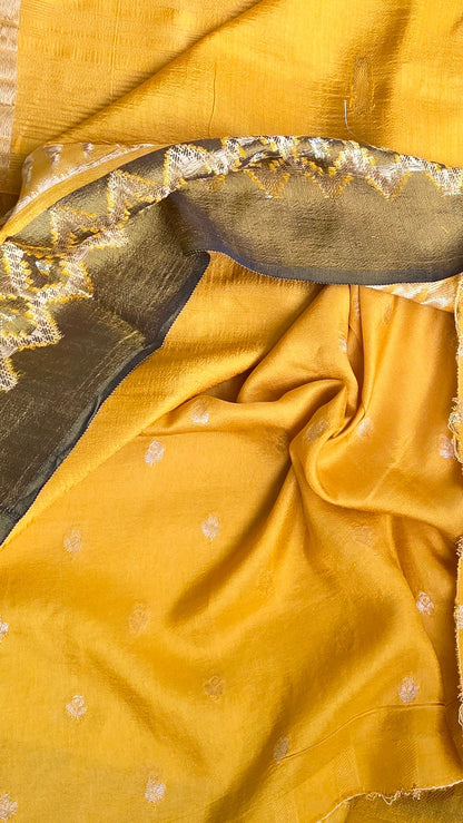 Haldi Yellow Banarasi border|Silk Saree