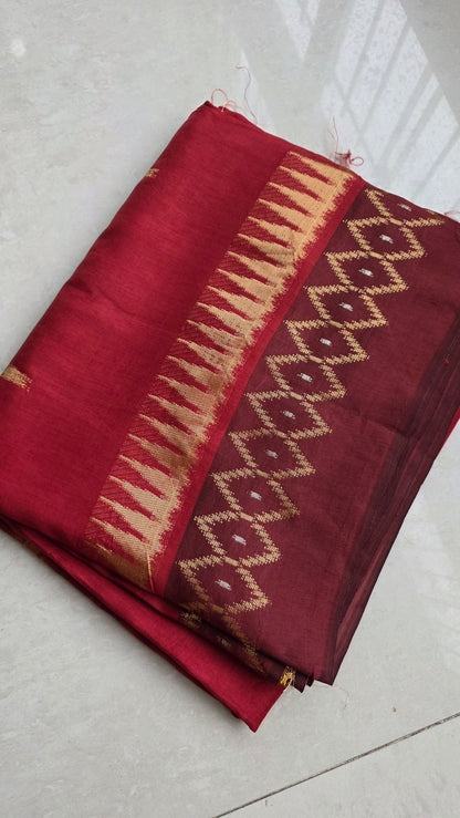 Rust Banarasi border|Silk Saree