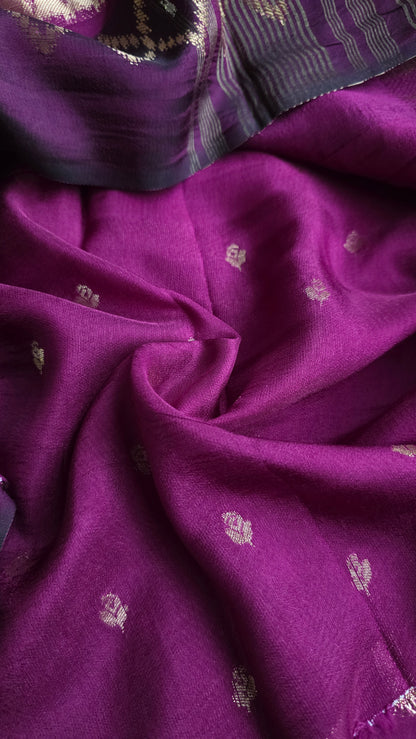 Wine Banarasi border|Silk Saree