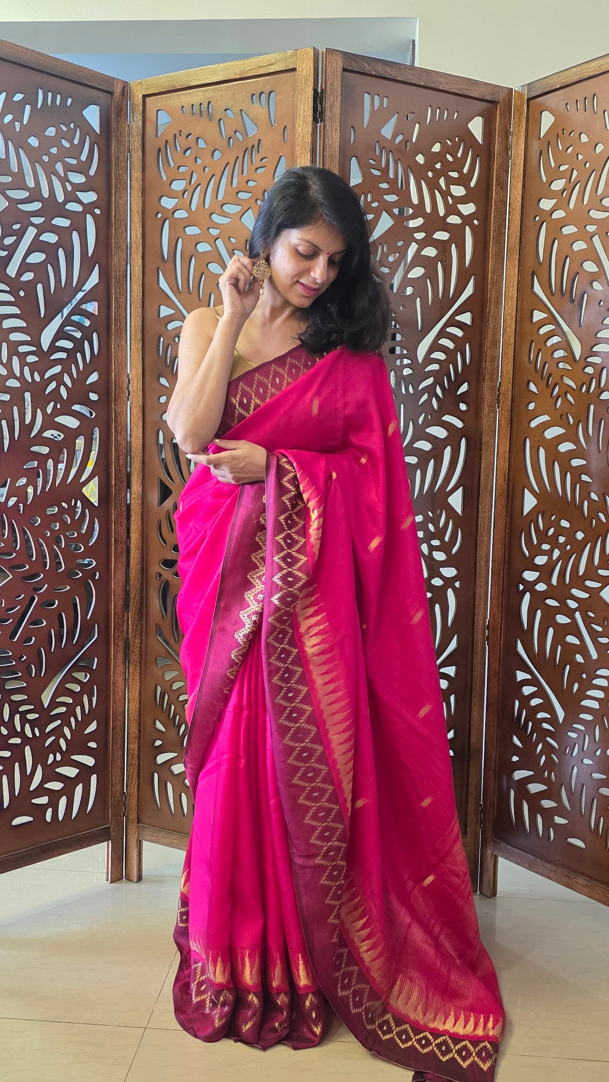 Pink Banarasi border|Silk Saree