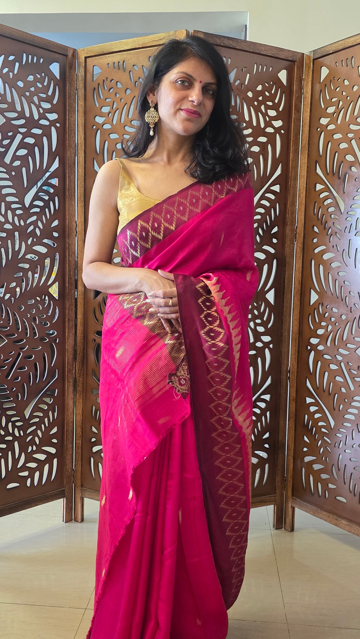 Pink Banarasi border|Silk Saree